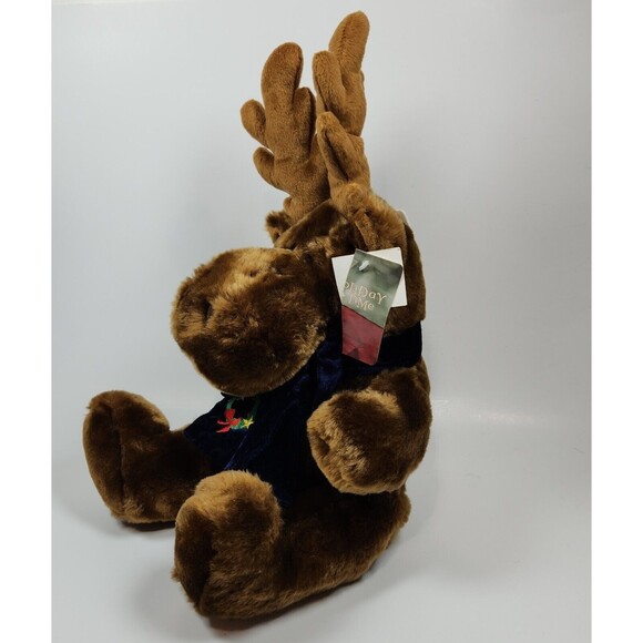 Vintage Dan Dee Christmas Reindeer Moose Plush Toy 15 in. with Tags Scarf - Picture 3 of 9